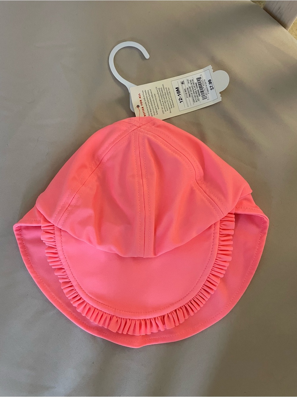 New with Tags-Cat & Jack Coral Pink Ruffle-Trim Sun Hat for Kids